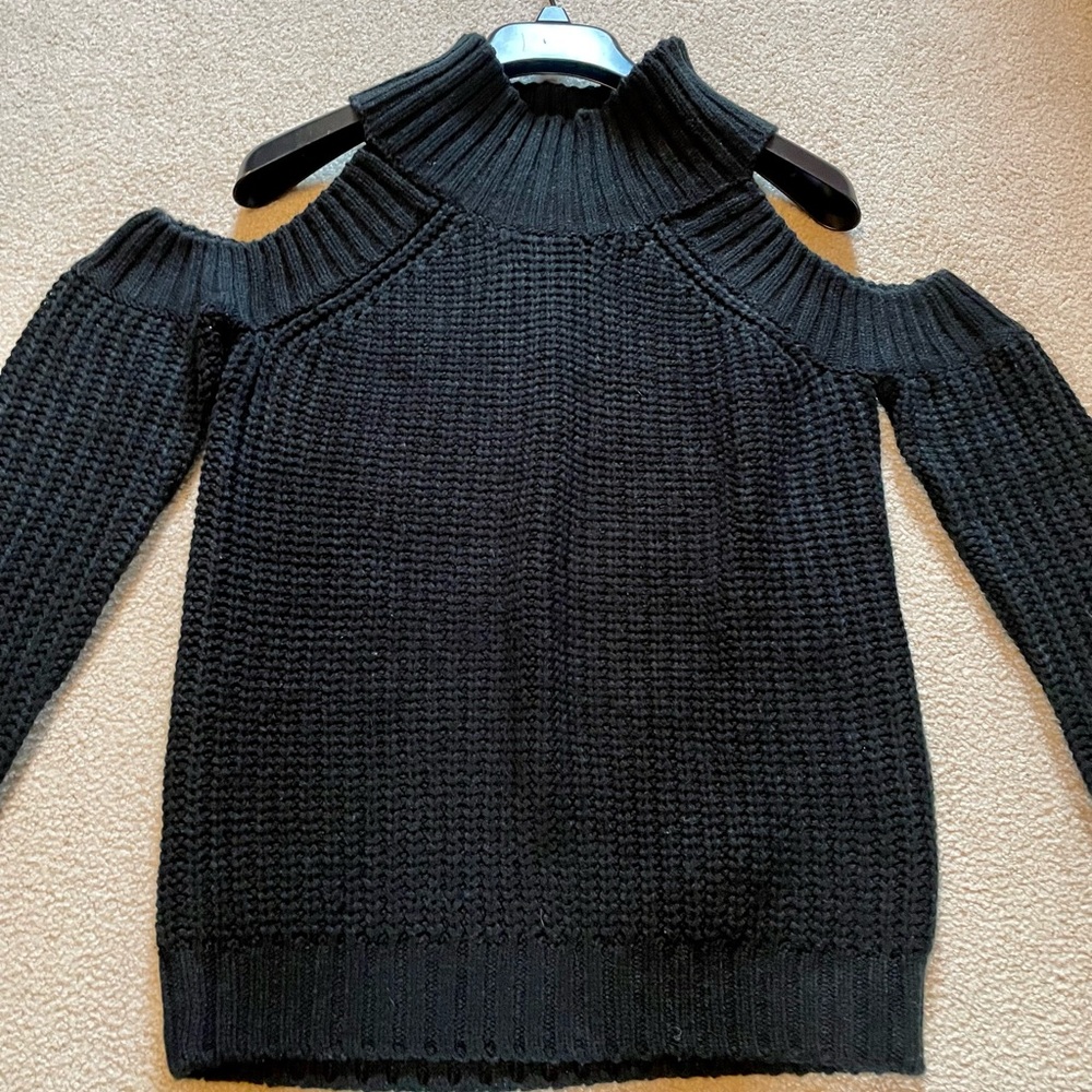 Black cold shoulder sweater
